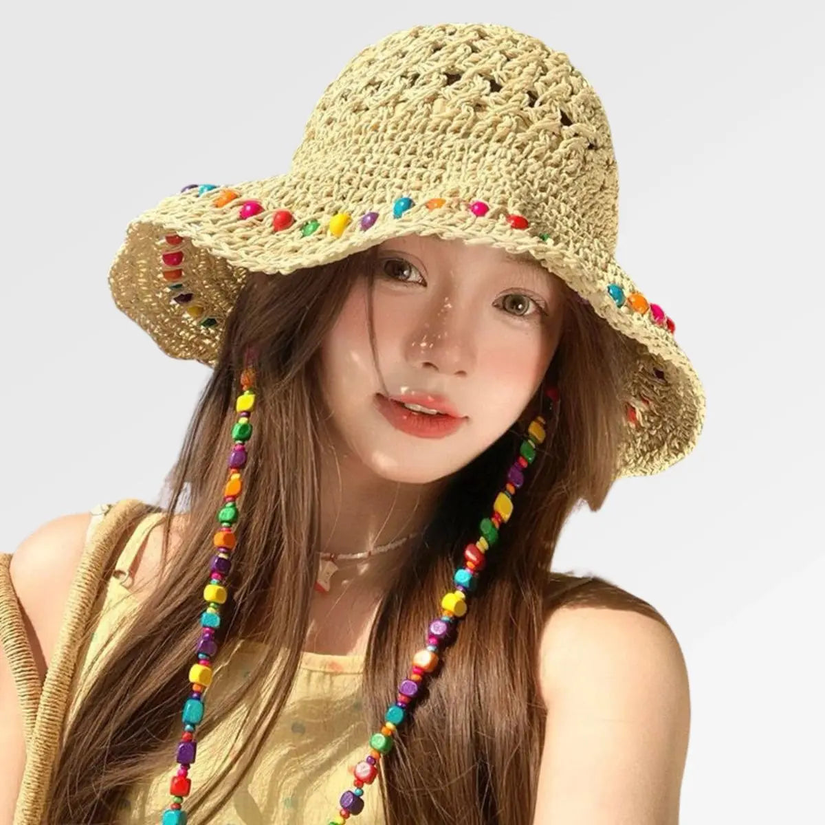 Straw Bucket Hat Striped