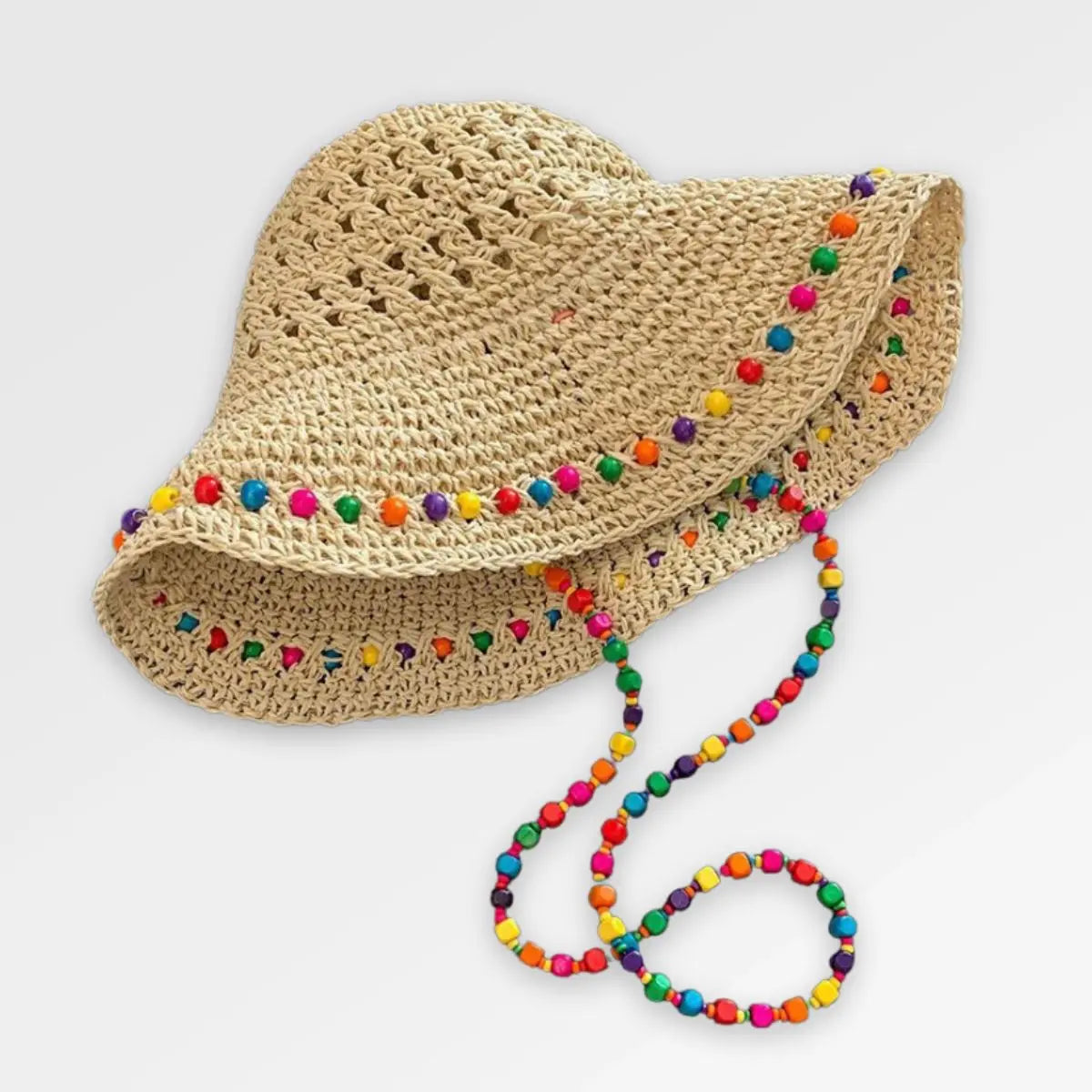 Straw_Bucket_Hat_Stripped pearl color