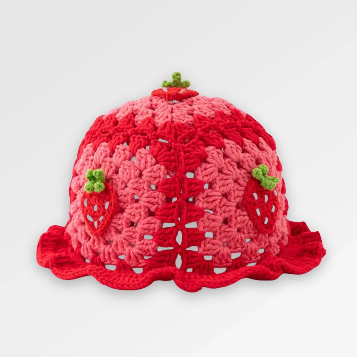 Strawberry Bucket Hat Crochet side view
